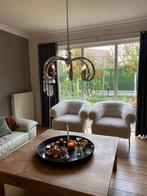 Te koop mooie zilveren lamp met kristallen glazen pegels, Huis en Inrichting, Lampen | Hanglampen, Ophalen, Gebruikt, Klassiek