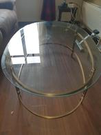 Glazen salontafel met metalen frame, Huis en Inrichting, Ophalen, 50 tot 100 cm, 50 tot 100 cm, Zo goed als nieuw