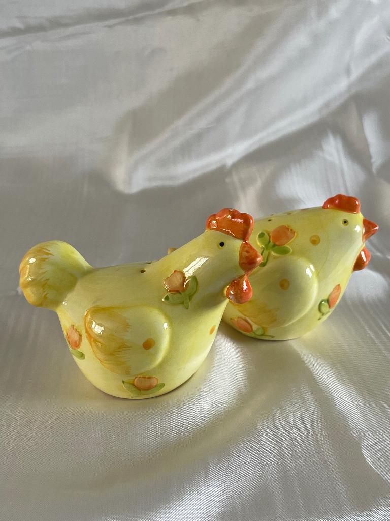 Peper- en zoutstel – Gele kip en haan, Ophalen of Verzenden, Zo goed als nieuw