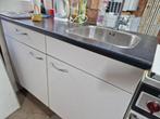 Aanrechtblad met wasbak, kraan, boiler en kastjes, Huis en Inrichting, Keuken | Keukenelementen, Ophalen, Grijs, Gebruikt, 100 tot 150 cm