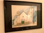 Aquarel Portugal Church Nossa Senhora Luz Lagos Schilderij, Ophalen of Verzenden