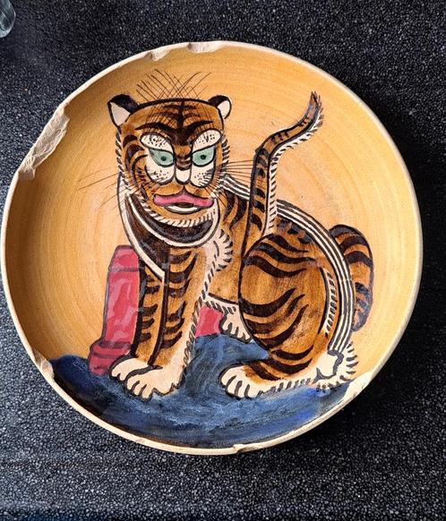 Vintage wandbord, Indiase Bengaalse tijger Tiger, Antiek en Kunst, Antiek | Wandborden en Tegels, Ophalen of Verzenden