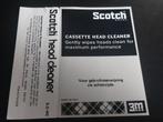 SCOTCH CASSETTE HEAD CLEANER (CASSETTEBANDJE), Overige genres, 1 bandje, Ophalen of Verzenden, Zo goed als nieuw