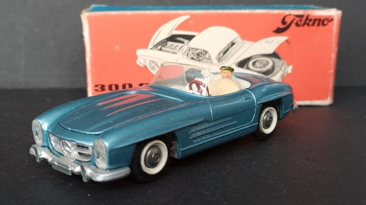 Mercedes Benz 300 SL Roadster Blue 1:43 Tekno Denmark Pol, Hobby en Vrije tijd, Modelauto's | 1:43, Zo goed als nieuw, Auto, Verzenden