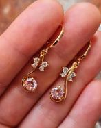 Gold-filed Antiallergetic Earrings with pink stones, Verzenden, Nieuw, Goud, Overige materialen