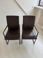 Industriële stoeltjes Leer, Huis en Inrichting, Ophalen, Gebruikt, Twee, Bruin
