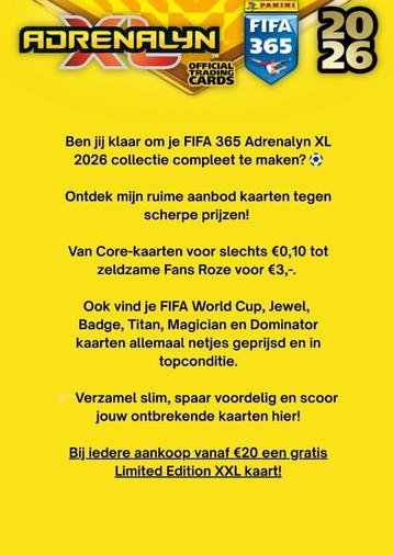 Panini FIFA 365 Adrenalyn XL 2026 al vanaf €0.10 per kaart!⚽ beschikbaar voor biedingen