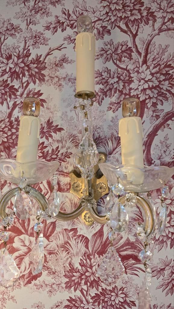 Franse antieke wandlampen/kroonluchters, Huis en Inrichting, Lampen | Lampenkappen, Zo goed als nieuw, Rond, Ophalen of Verzenden