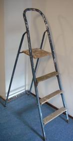 Vintage keukentrap huishoudtrap ladder schilderstrap trap, Doe-het-zelf en Verbouw, Ladders en Trappen, Gebruikt, Trap, Minder dan 2 meter
