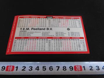 sticker Kalender 1996 T.E.M. Peelland bv SHELL Wanssum Asten beschikbaar voor biedingen