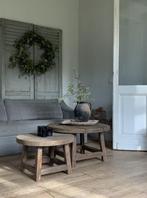 Stoere landelijke RONDE SALONTAFELS * Huisje Sfeer - hout, 50 tot 100 cm, Rond, Nieuw, Landelijk