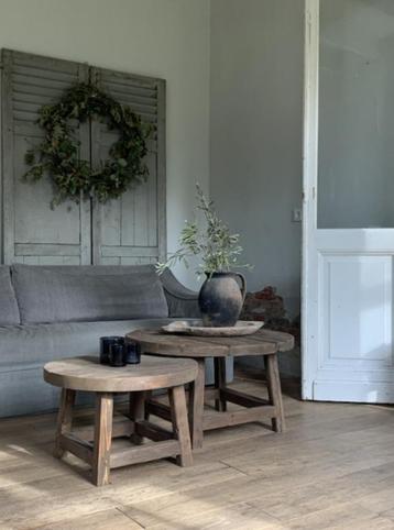 Stoere landelijke RONDE SALONTAFELS * Huisje Sfeer - hout beschikbaar voor biedingen