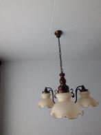 Plafond lamp 3 arm glazen kap, Antiek en Kunst, Ophalen