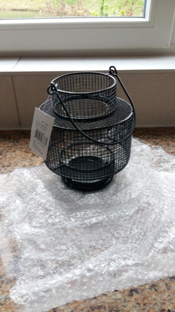 mooi nieuw metalen windlicht met glaasje, Huis en Inrichting, Woonaccessoires | Kandelaars en Kaarsen, Nieuw, Kandelaar, Minder dan 25 cm