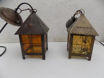 Amsterdamse school hanglamp set lantaarnmodel set van twee beschikbaar voor biedingen