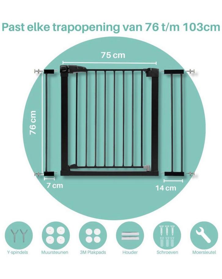 Nieuw Metalen traphekje van ZIZA 76 t/m 103cm, Kinderen en Baby's, Traphekjes, Nieuw, Klemhekje, Aluminium, 100 tot 115 cm, Ophalen of Verzenden