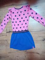 meisjes jurk maat 128/134 roze met blouw en stippen Z8, Kinderen en Baby's, Kinderkleding | Maat 128, Gebruikt, Meisje, Z8, Ophalen of Verzenden