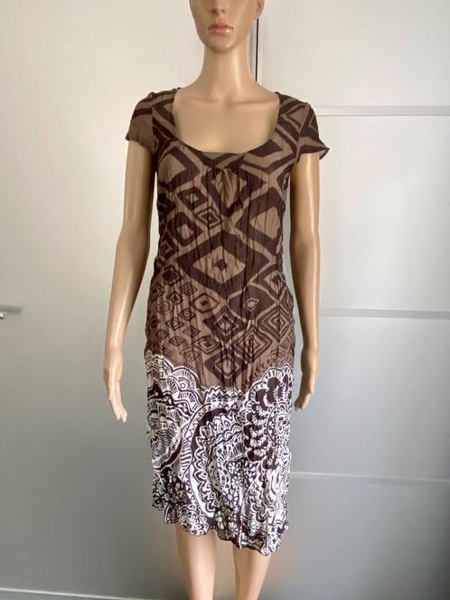 H490 Expresso maat 36=S jurk jurkje licht- + donker bruin, Kleding | Dames, Jurken, Zo goed als nieuw, Maat 36 (S), Bruin, Knielengte