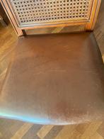 6 Leren Eetkamerstoelen met Rotan Details, Huis en Inrichting, Stoelen, Ophalen, Gebruikt, Bruin, Vijf, Zes of meer stoelen