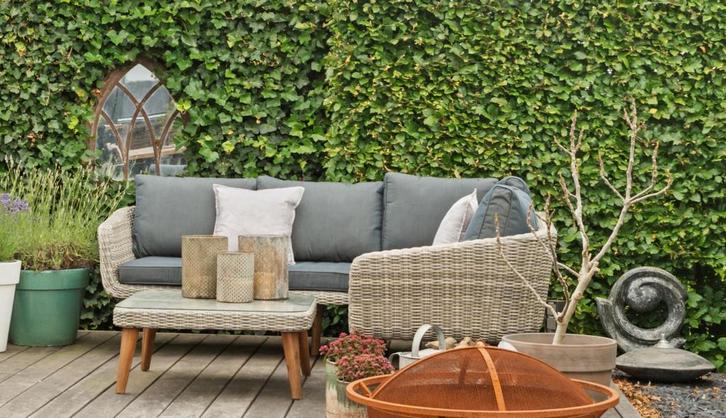 Tuinsetje, Tuin en Terras, Tuinsets en Loungesets, Zo goed als nieuw, Wicker, 2 zitplaatsen, Bijzettafel, Ophalen of Verzenden