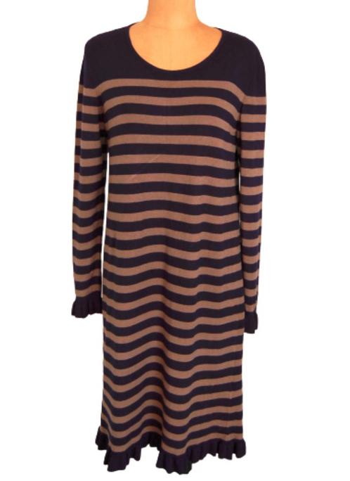 Riani gestreepte jurk, blauw/camel, Mt. 38 / M, Kleding | Dames, Jurken, Zo goed als nieuw, Maat 38/40 (M), Knielengte, Verzenden