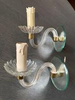 Vintage glazen wandkandelaars - set van 2, Antiek en Kunst, Antiek | Kandelaars, Ophalen of Verzenden, Glas