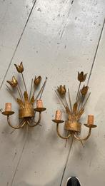 2 antiek / vintage wandlampen, messing, Ophalen of Verzenden, Gebruikt, Glas
