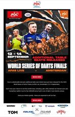 DARTS PDC toernooi tickets 14 september 13.00 uur AFAS Amste, Twee personen, September