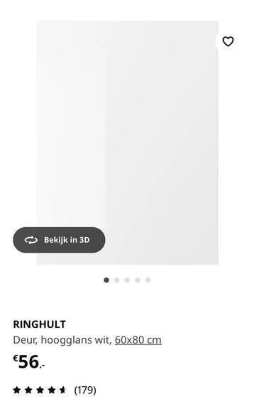 Hoogglans wit 2x Deur ringhullt metod ikea (60x80) - afbeelding 2