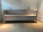 Houten klepbank met afneembaar kussen., Gebruikt, Minder dan 75 cm, Vintage, Ophalen of Verzenden