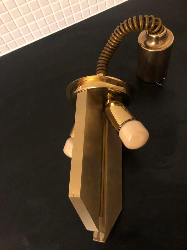 Schröder & Co pendulelamp, Messing, jaren 70-80, Huis en Inrichting, Lampen | Hanglampen, Gebruikt, 50 tot 75 cm, Metaal, Ophalen of Verzenden