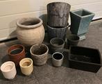 Diverse kleuren en maten bloempotten, Tuin en Terras, Bloempotten, Overige materialen, Gebruikt, Rond, Ophalen of Verzenden