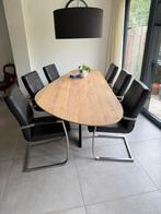 H&H Leren Donkerbruine Eetkamerstoelen (6 stuks), Huis en Inrichting, Ophalen, Gebruikt, Bruin, Leer