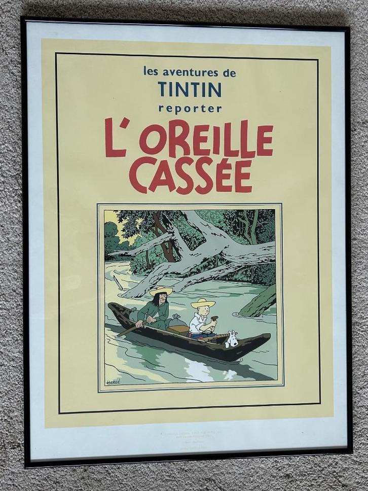 Zeefdruk Kuifje - Het Gebroken Oor, Verzamelen, Stripfiguren, Zo goed als nieuw, Plaatje, Poster of Sticker, Kuifje, Ophalen of Verzenden