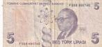 Turkije 5 lira 2009-2022, Verzenden, Overige landen, Los biljet