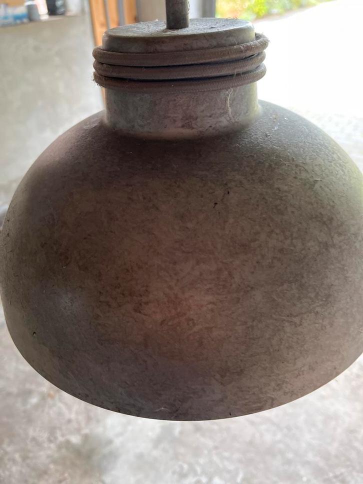 Twee Zinken Lampen voor Kookeiland - E27, Huis en Inrichting, Lampen | Hanglampen, Gebruikt, Minder dan 50 cm, Metaal, Ophalen of Verzenden