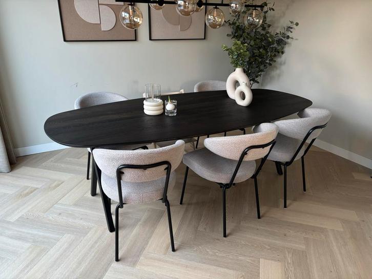 Eikenhouten eettafel (table du sud) met 6 stoelen, Huis en Inrichting, Tafels | Eettafels, Gebruikt, 100 tot 150 cm, 150 tot 200 cm