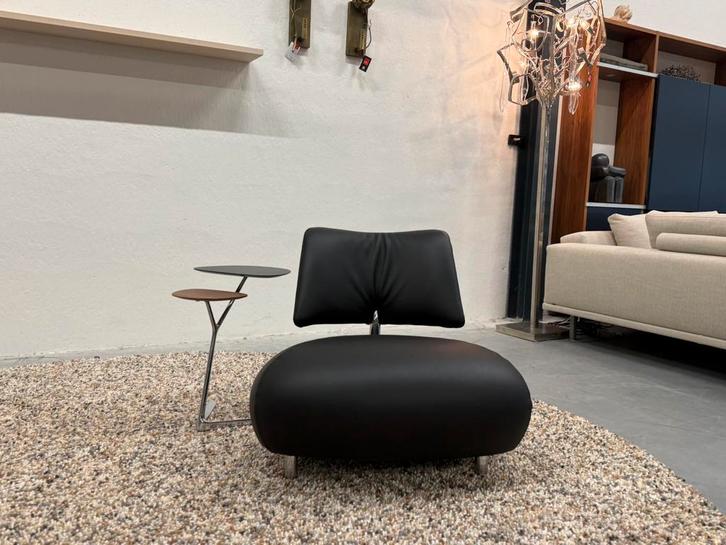 Nieuw Leolux Pallone Fauteuil Zwart leer Design stoel Poef, Huis en Inrichting, Fauteuils, Nieuw, Leer, 75 tot 100 cm, Ophalen of Verzenden