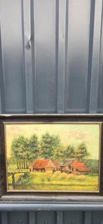 Sfeervol Boerderijlandschap met Bruggetje, Olieverf, Ophalen