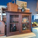 Oud grenen vitrinekast met origineel glas, Huis en Inrichting, Kasten | Vitrinekasten, Ophalen, 100 tot 150 cm, Vintage, Grenenhout