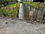 Antiek ijzeren smeedijzeren hekwerk met draaipoort, Tuin en Terras, Tuinhekken en Hekwerk, Ophalen, Met poort, Gebruikt, Sierhekwerk