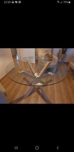 Glazen tafel en een Glazen salontafel, Huis en Inrichting, Tafels | Salontafels, Ophalen, Gebruikt, Rond, Glas