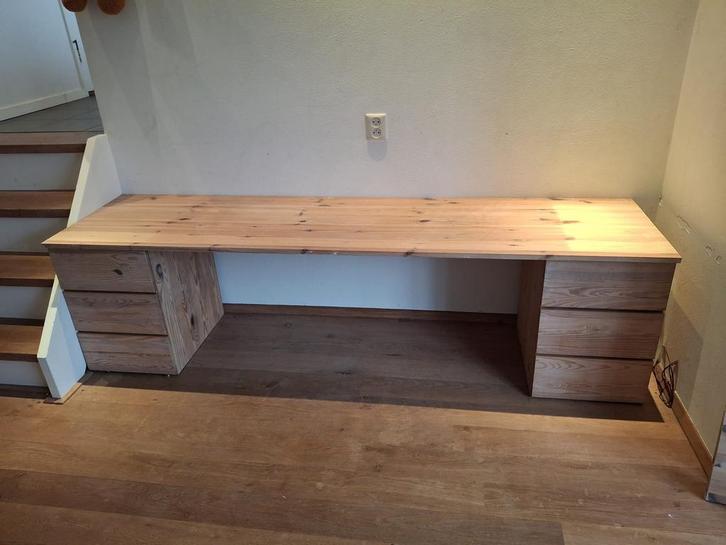 Peuterbureau Ivar ladekasten met bureauplank whitewash, Huis en Inrichting, Bureaus, Gebruikt, Bureau, Ophalen of Verzenden