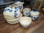 VEB Torgau (DDR) vintage theeservies  - blauw spuitmotief, Antiek en Kunst, Antiek | Servies los, Ophalen