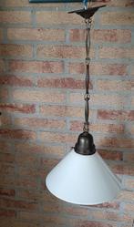 Hanglamp wit glas met ketting vintage, Ophalen, Gebruikt, Glas, Minder dan 50 cm