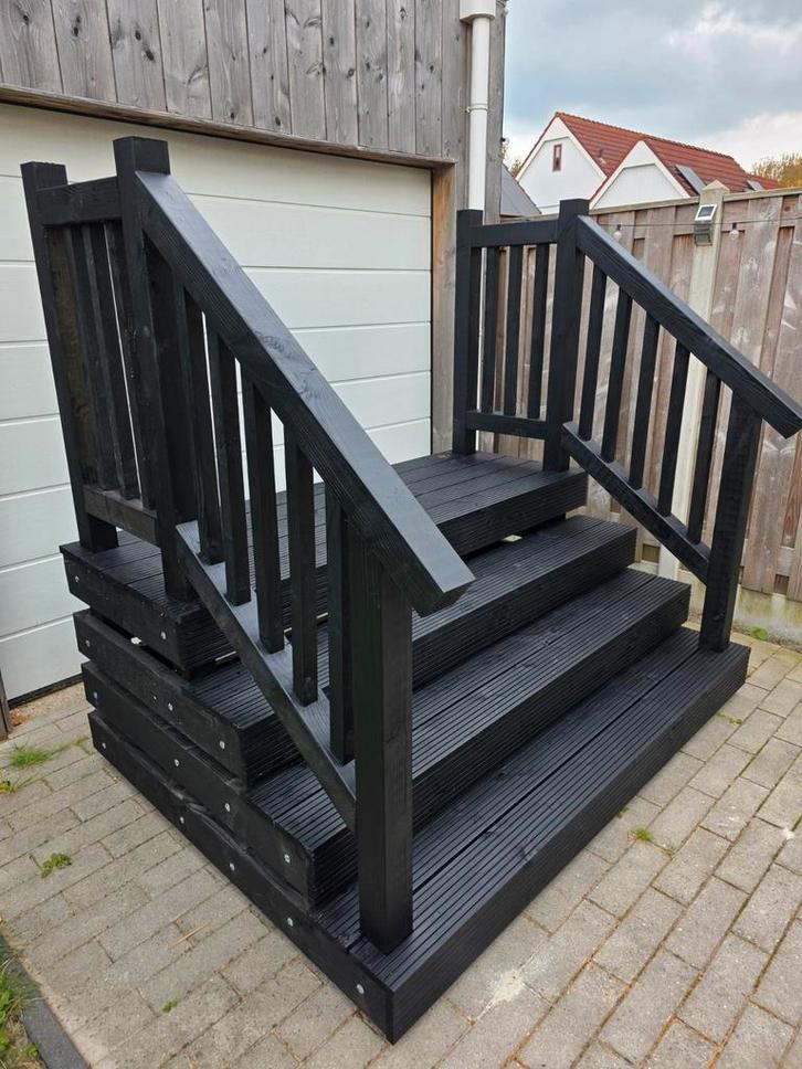 Prachtige opstap, chaletopstap Tinyhouse, Recreatiewoning,, Tuin en Terras, Terrasdelen en Vlonders, Zo goed als nieuw, Hout, Ophalen of Verzenden