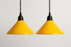 Hanglampen retro vintage geel, Gebruikt, Vintage retro strak, Ophalen of Verzenden, Metaal