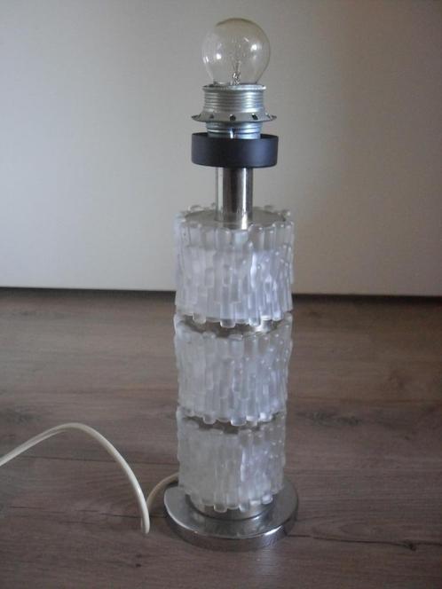 vintage scandinavische design tafellamp, Huis en Inrichting, Lampen | Tafellampen, Minder dan 50 cm, Glas, Metaal, Verzenden