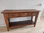 Houten massieve Sidetable met Lades, Huis en Inrichting, Ophalen, 100 tot 150 cm, Metaal, Landelijk
