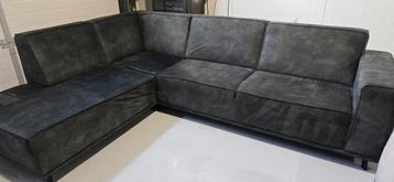 Donkergroene Velvet Hoekbank - Zo Goed Als Nieuw! beschikbaar voor biedingen